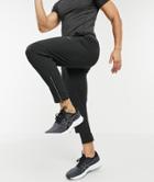 Asos 4505 Woven Skinny Tapered Running Sweatpants With Reflective Zip Detail-black