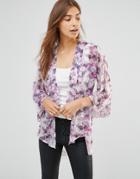 Oh My Love Floral Kimono - Purple