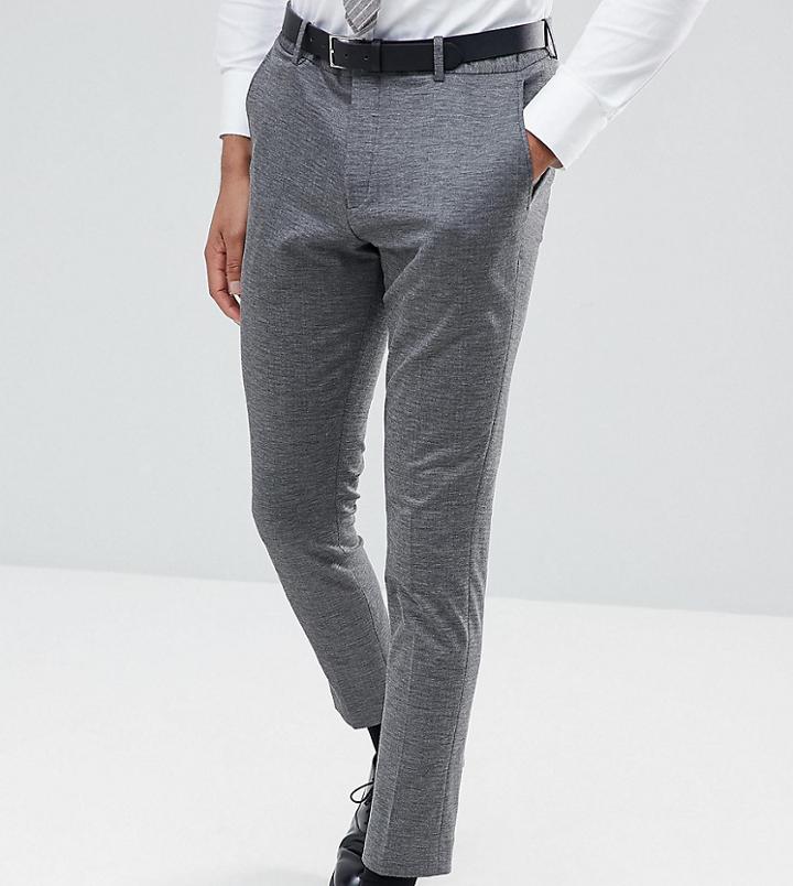 Selected Homme Tall Skinny Fit Jersey Suit Pants - Gray