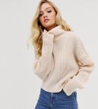 Micha Lounge Luxe Roll Neck Sweater In Wool Blend-cream