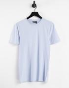 Asos Design Organic Muscle Fit T-shirt With Crew Neck In Blue-blues