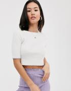 Asos Design Two-piece Rib Knit Tee With Tipping-cream