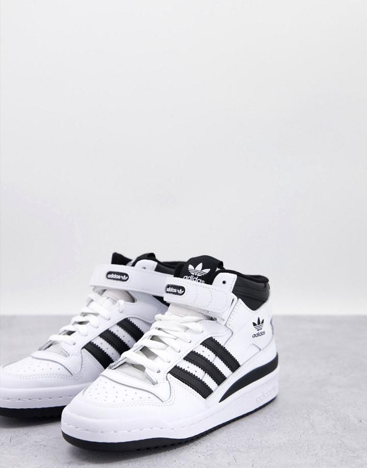 Adidas Originals Forum Mid Sneakers In White And Black