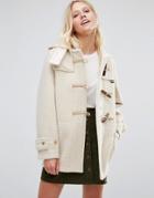 Gloverall Mid Monty Coat In Arctic White - White