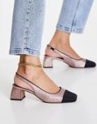 Asos Design Sally Toe Cap Slingback Block Heeled Shoes In Glitter-multi