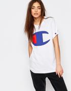 Champion Oversized Boyfriend T-shirt With Retro Oversized Logo - White