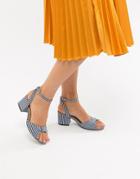 Oasis Stripe Block Heel Sandals - Blue
