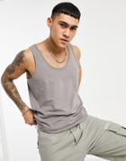 Asos Design Organic Tank In Gray-neutral