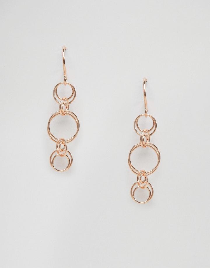 Asos Interlocking Circles Drop Earrings - Copper