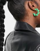 Asos Design Hoop Earrings In Coil Twist Green Plastic