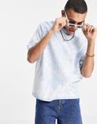 Asos Design Knitted Tie Dye Effect T-shirt In Blue And White