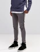 Asos Jersey Skinny Joggers With Stripe In Gray - Charcoal Marl