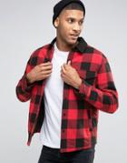 Esprit Quilted Check Jacket With Contrast Collar - Red