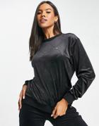 Adidas Originals Velour Sweatshirt With All Over Trefoil Print In Black