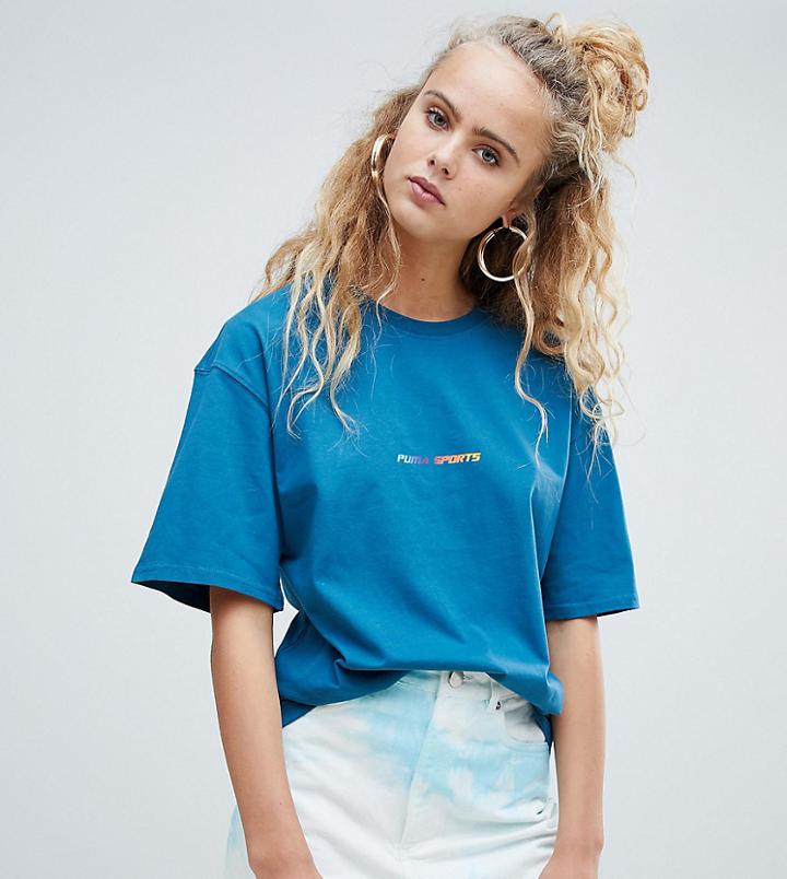 Puma Exclusive Organic Cotton Blue Boxy Tee - Blue