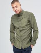 !solid Button Down Chord Shirt In Oil Wash - Green