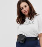 Daisy Street Plus Relaxed T-shirt With La Skyline Embroidery - White