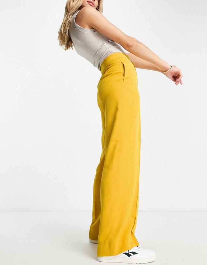 Topshop Wide Leg Pant In Mustard-yellow