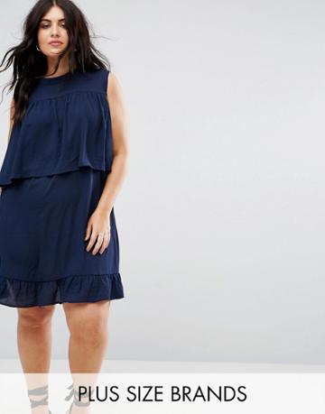 Rage Plus Frilled Layer Dress - Navy