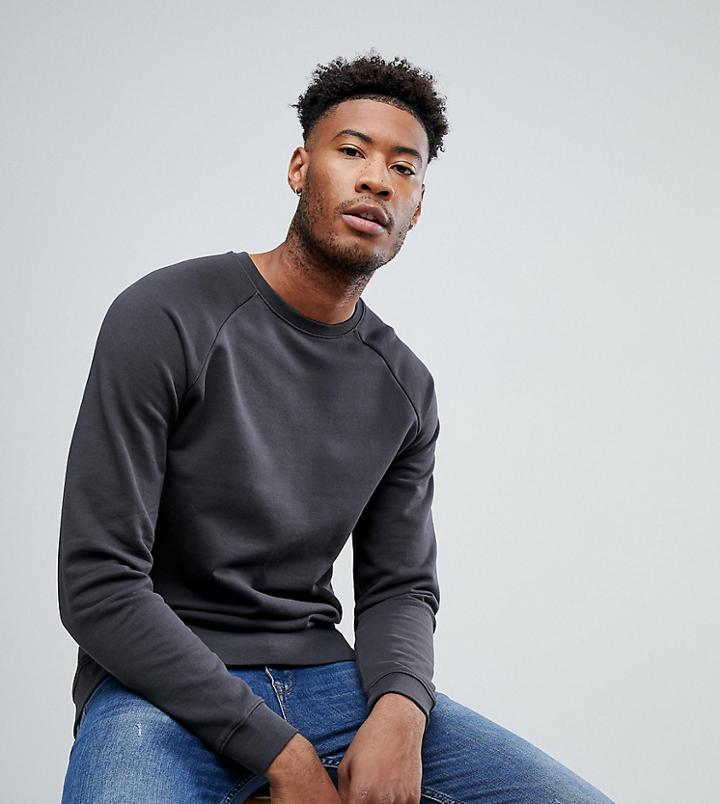 Asos Tall Sweatshirt In Washed Black - Black