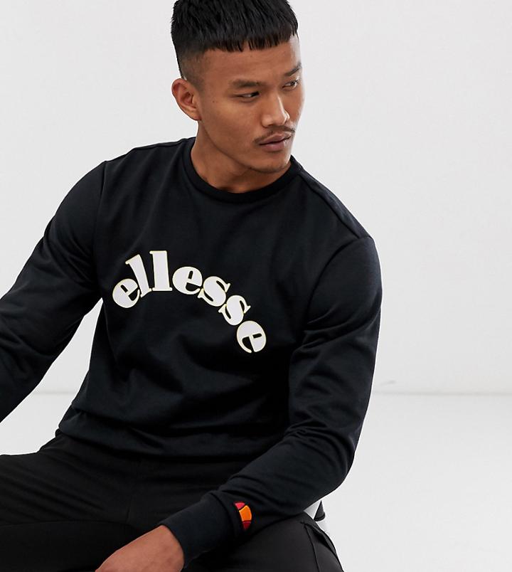 Ellesse Antonio Recycled Sweatshirt With Arc Logo In Black Exclusive At Asos - Black