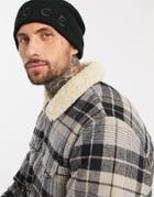 Nicce Beanie Hat With Pom And Embroidered Logo In Black