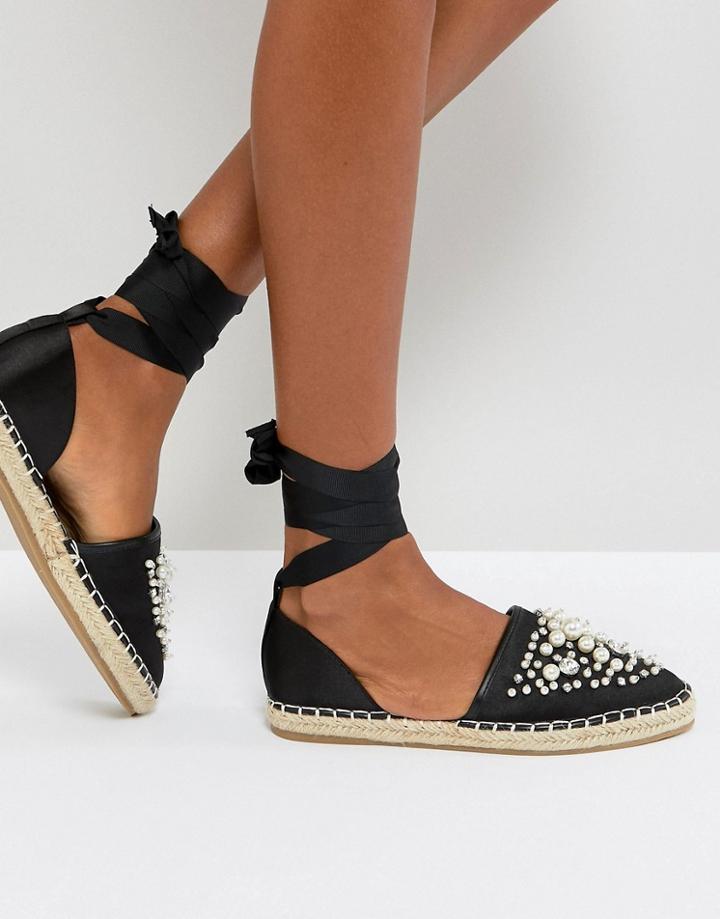 Asos Juleta Embellished Espadrilles - Black