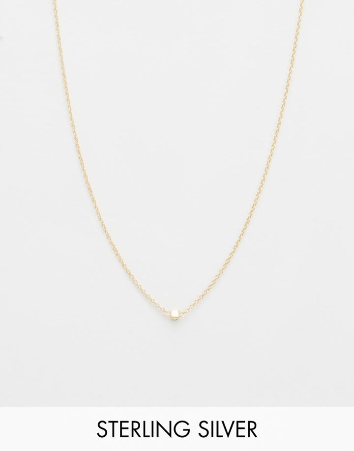 Asos Gold Plated Sterling Silver Mini Stone Necklace - Black