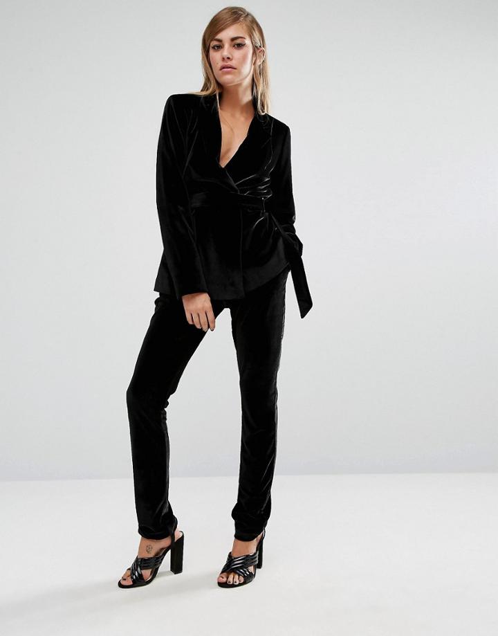 Lost Ink Velvet Pants - Black