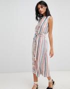 Warehouse Stripe Linen Shirt Dress - Stone