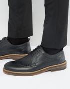 Asos Brogue Shoes In Black Scotchgrain Leather With Heavy Sole - Black