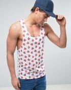 Another Influence Extreme Racer Back Raw Edge Watermelon Print Tank - White
