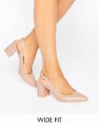 New Look Wide Fit Patent Slingback Block Heel - Cream