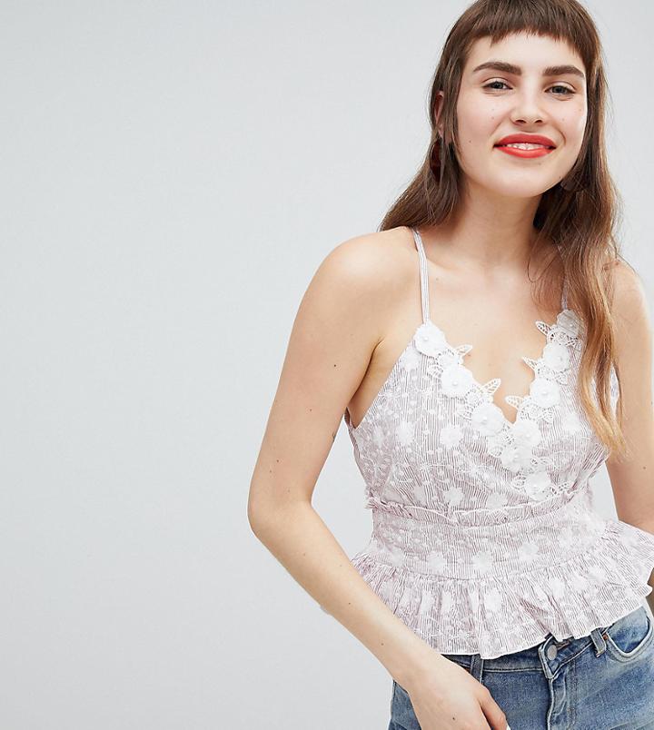 River Island Floral Lace Peplum Cami Top - Pink