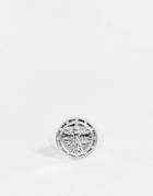 Asos Design Signet Ring With Vitruvian Man In Silver Tone