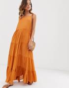 Warehouse Tiered Maxi Dress In Rust - Red