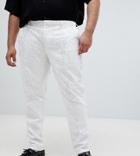 Asos Edition Plus Skinny Tuxedo Suit Trousers In Sequin And Lace Embellished White Sateen - White