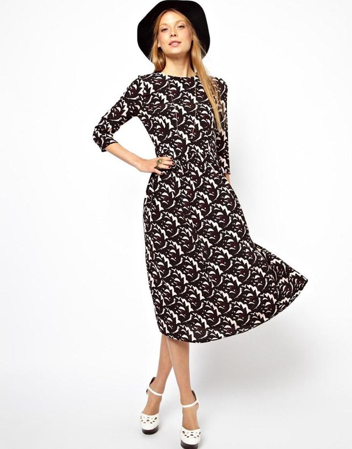 Asos Thistle Print Midi Dress