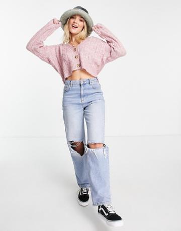 Urban Revivo Cable Knit Cardigan In Pink