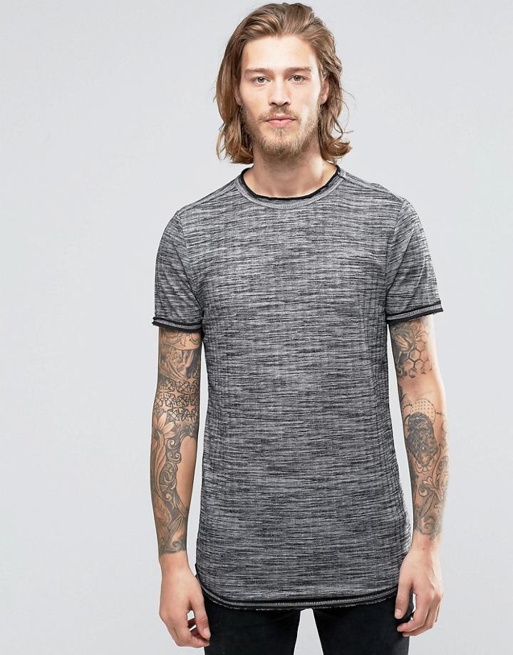 Asos Longline Muscle T-shirt In Textured Rib With Curved Hem