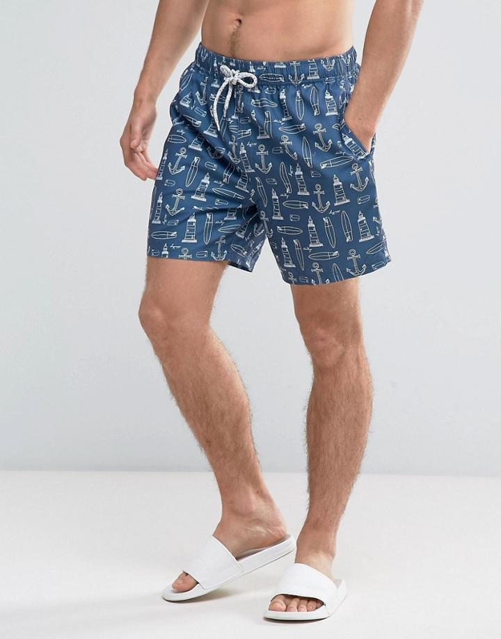 Lindbergh All Over Print Swim Shorts - Blue