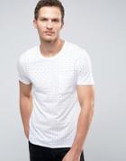 Selected Homme T-shirt In Print With Contrast Pocket - White