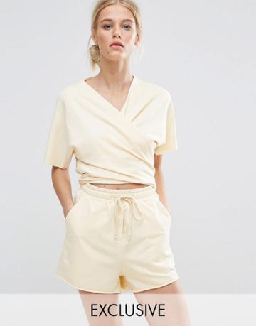 Zacro Sporty Romper With Wrap Front - Cream