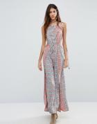 Raga Serena Side Cut Printed Maxi Dress - Pink