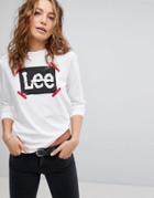 Lee Logo Long Sleeve T-shirt With Tape Detail - White