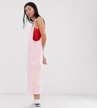 Reclaimed Vintage Inspired Denim Midi Pini Dress-pink