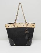 Pia Rossini Summer Bag With Spot Trim And Chain Handle - Black