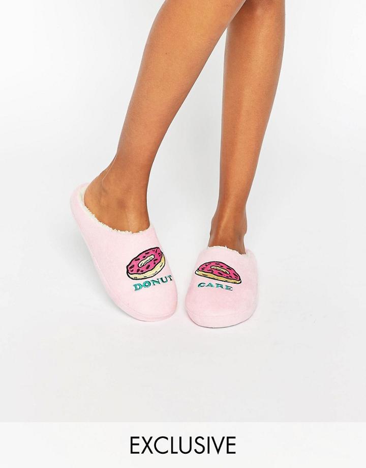 Daisy Street Donut Slippers - Pink