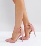 Truffle Collection Wide Fit Bow Trim Court Shoe Heels - Pink