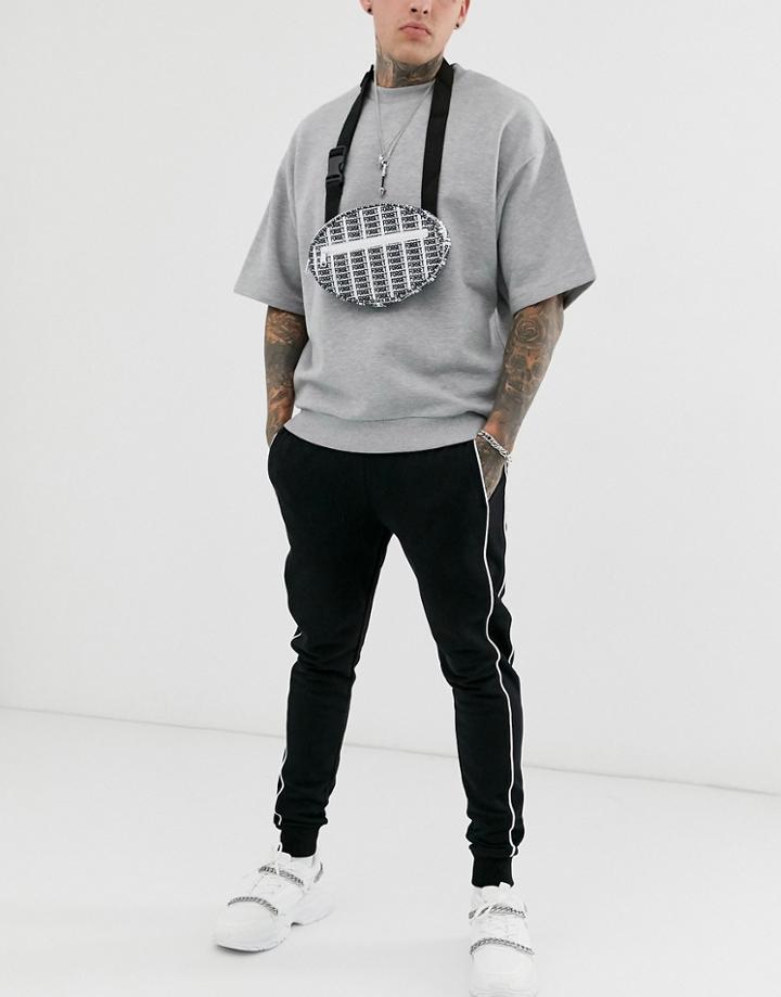 Asos Design Skinny Sweatpants With Piping In Black